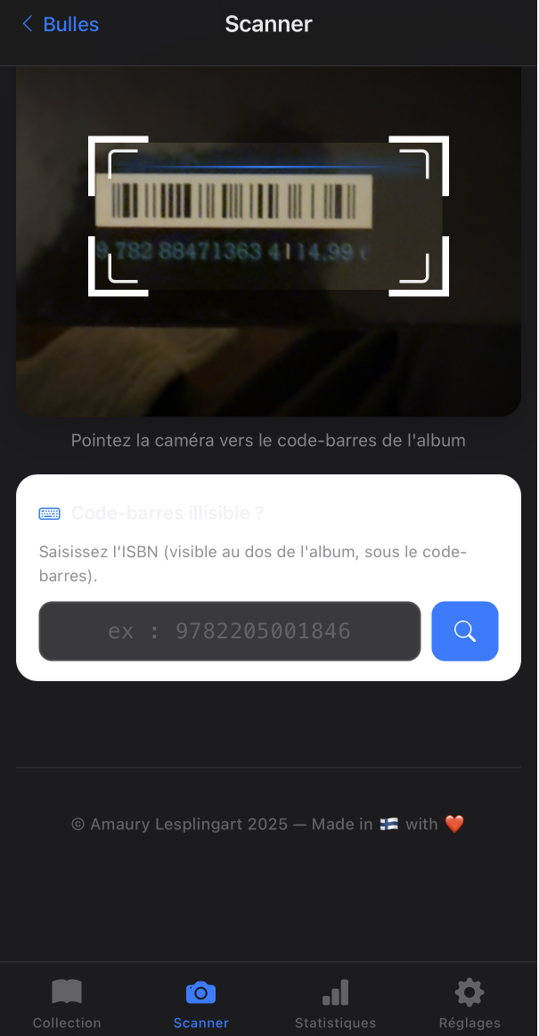 Bulles sur mobile — scan d'un album